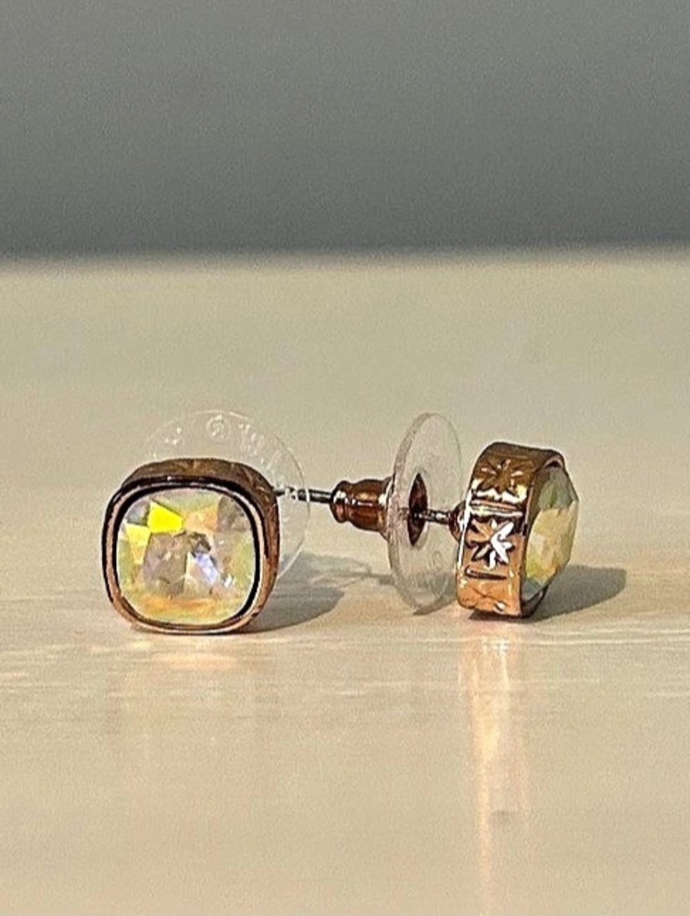 Swarovski Stilla Stud Earrings Square Cut Rose Gold-Tone Plated Stilla Square